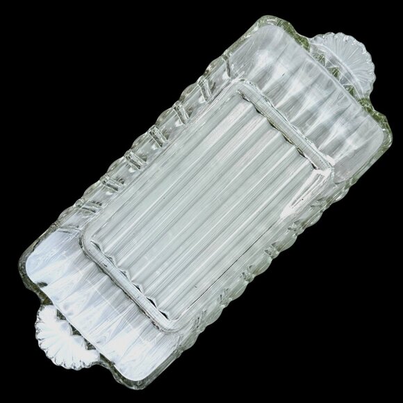 Anchor Hocking Other - Anchor Hocking Glass A560 Relish Dish Vanity Fan Handles Scalloped Edges USA